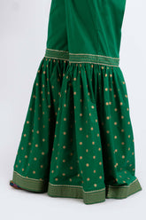 1 Piece Gharara in Dark Green Cambric (CZ3229)